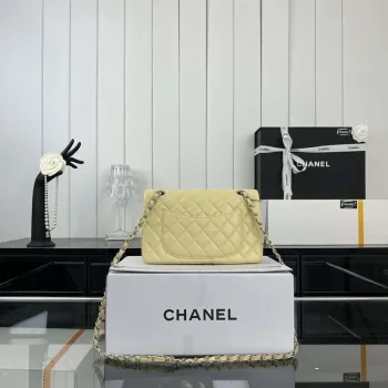 Chanel A01117 Flap Handbag Classic Bag Light Yellow Lambskin