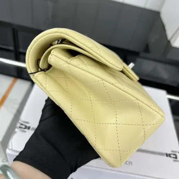 Chanel A01117 Flap Handbag Classic Bag Light Yellow Lambskin