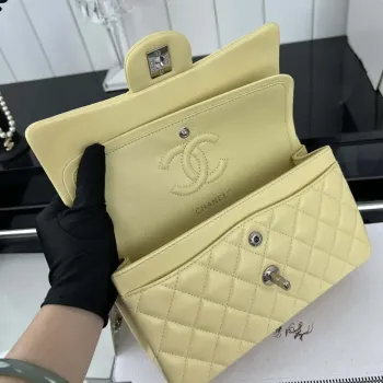 Chanel A01117 Flap Handbag Classic Bag Light Yellow Lambskin