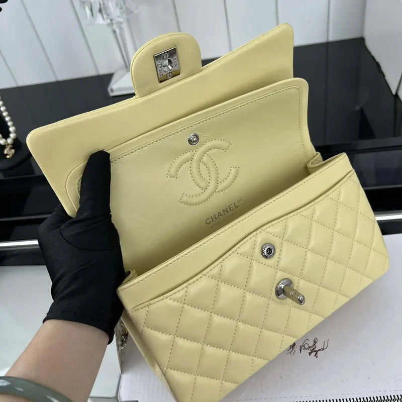 Chanel A01117 Flap Handbag Classic Bag Light Yellow Lambskin