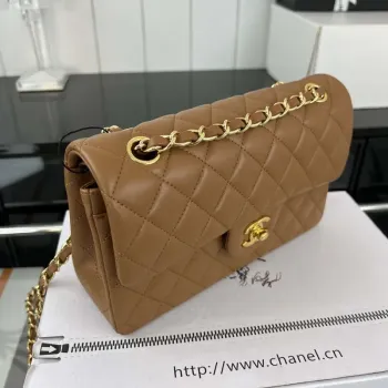 Chanel A01117 Flap Handbag Classic Bag Brown Lambskin