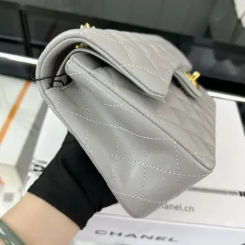 Chanel A01117 Flap Handbag Classic Bag Gray Lambskin