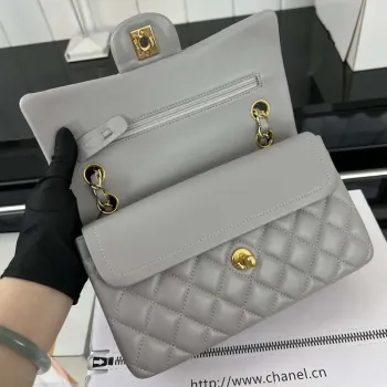 Chanel A01117 Flap Handbag Classic Bag Gray Lambskin