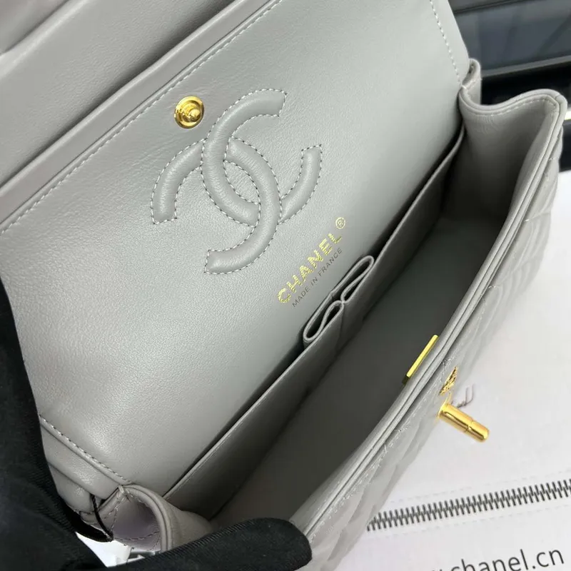 Chanel A01117 Flap Handbag Classic Bag Gray Lambskin