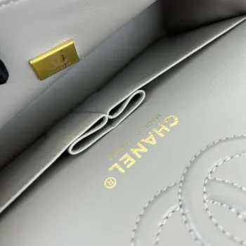 Chanel A01117 Flap Handbag Classic Bag Gray Lambskin