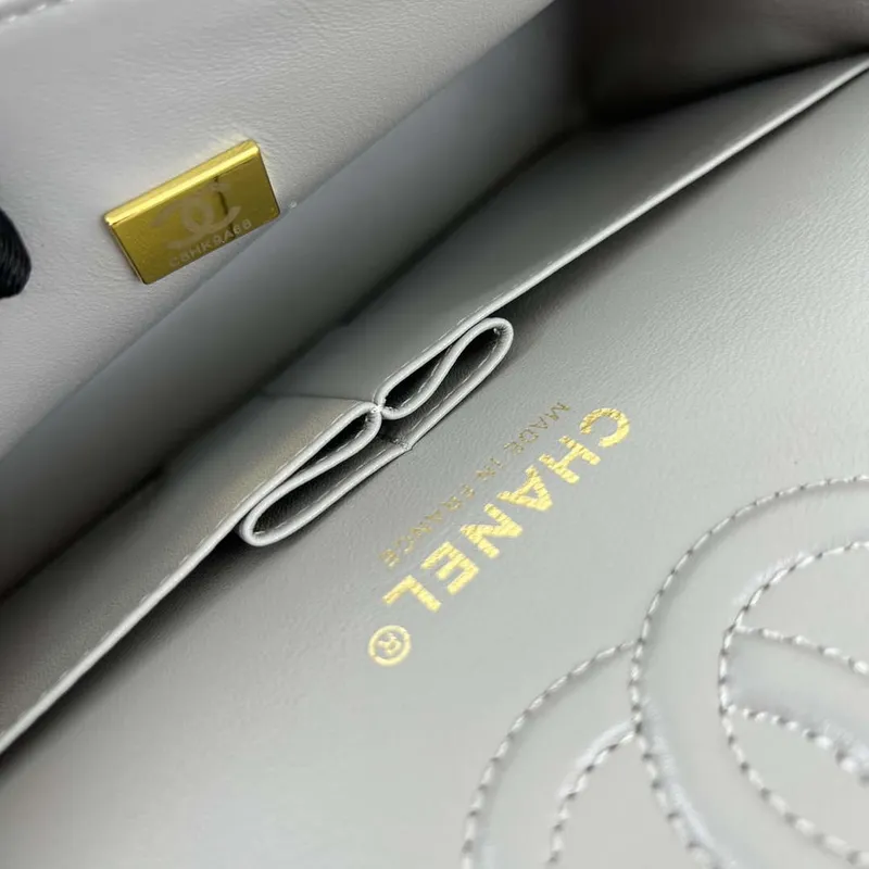 Chanel A01117 Flap Handbag Classic Bag Gray Lambskin