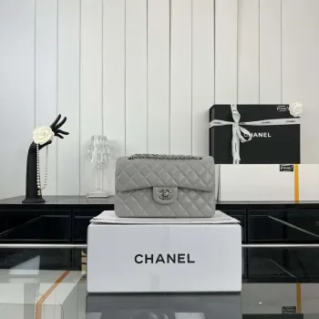 Chanel A01117 Flap Handbag Classic Bag Gray Lambskin