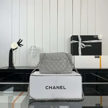 Chanel A01117 Flap Handbag Classic Bag Gray Lambskin