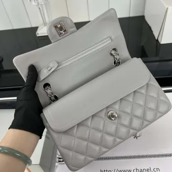 Chanel A01117 Flap Handbag Classic Bag Gray Lambskin