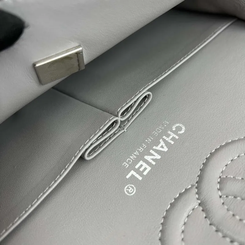 Chanel A01117 Flap Handbag Classic Bag Gray Lambskin