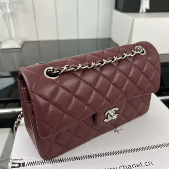 Chanel A01117 Flap Handbag Classic Bag Wine Red Lambskin