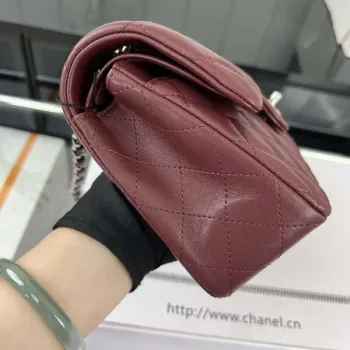 Chanel A01117 Flap Handbag Classic Bag Wine Red Lambskin