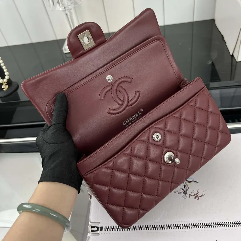 Chanel A01117 Flap Handbag Classic Bag Wine Red Lambskin