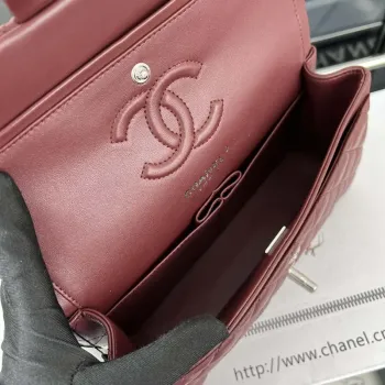 Chanel A01117 Flap Handbag Classic Bag Wine Red Lambskin