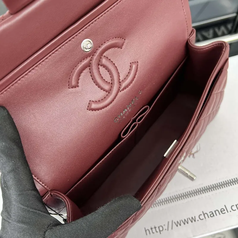 Chanel A01117 Flap Handbag Classic Bag Wine Red Lambskin