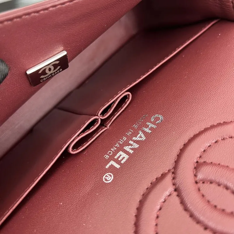 Chanel A01117 Flap Handbag Classic Bag Wine Red Lambskin