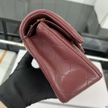 Chanel A01117 Flap Handbag Classic Bag Wine Red Lambskin