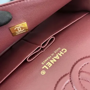 Chanel A01117 Flap Handbag Classic Bag Wine Red Lambskin