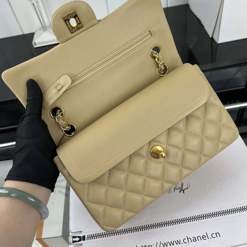Chanel A01117 Flap Handbag Classic Bag Apricot Lambskin
