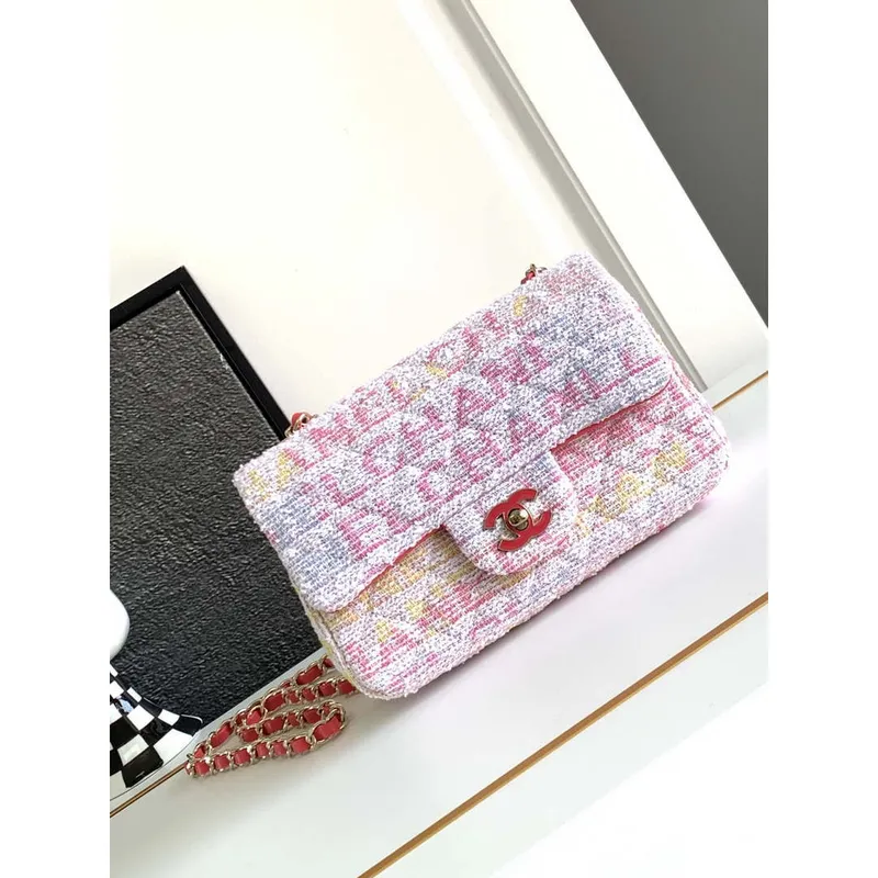 Chanel AS1116 24C Mini Flap Bag 20cm A69900 Tweed White & Red
