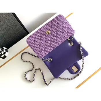 Chanel AS1116 24C Mini Flap Bag 20cm A69900 Tweed Purple