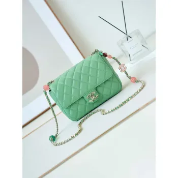Chanel AS3783 Small Flap Bag 23P Lambskin Gold Tone Metal 18.5 cm Green