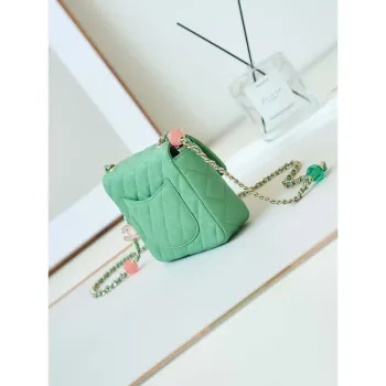 Chanel AS3782 MINI Flap Bag 23P Enamel Gold Tone Metal 16cm Green