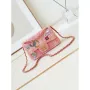 Chanel 24C A01113 Flap Handbag Classic Bag Woolen A69900 Orange & Pink