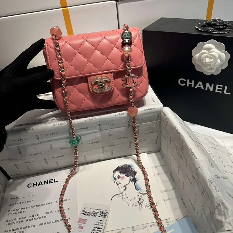 Chanel AS3782 MINI Flap Bag 23P Enamel Gold Tone Metal 16cm Pink