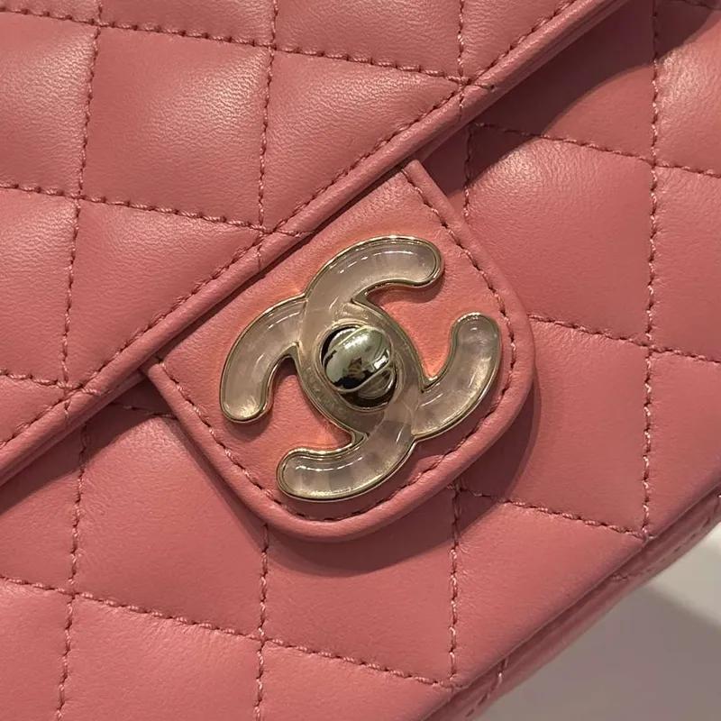Chanel AS3782 MINI Flap Bag 23P Enamel Gold Tone Metal 16cm Pink