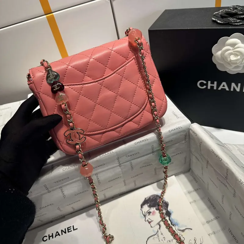 Chanel AS3782 MINI Flap Bag 23P Enamel Gold Tone Metal 16cm Pink