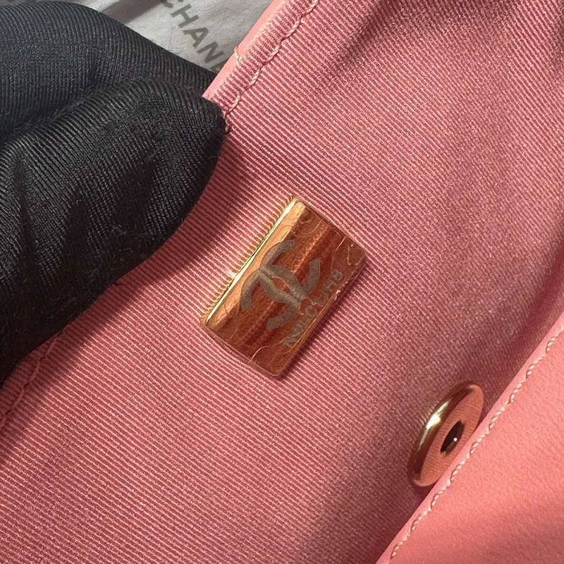 Chanel AS3782 MINI Flap Bag 23P Enamel Gold Tone Metal 16cm Pink