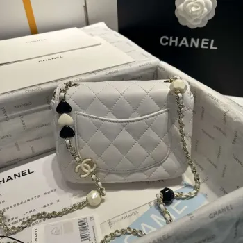 Chanel AS3782 MINI Flap Bag 23P Enamel Gold Tone Metal White 16cm