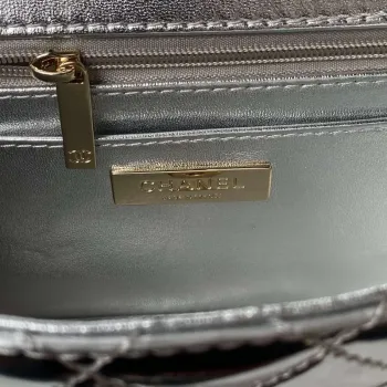 Chanel AS4648 Flap Bag & STAR COIN PURSE Mirror Calfskin Metallic Calfskin & Gold Tone Metal Silver