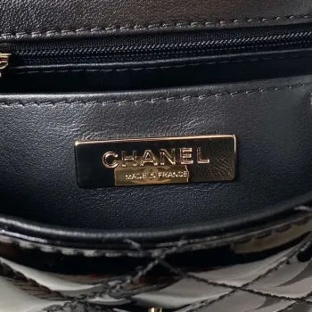 Chanel AS4648 Flap Bag & STAR COIN PURSE Mirror Calfskin Metallic Calfskin & Gold Tone Metal Black
