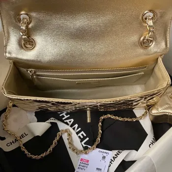 Chanel AS4648 Flap Bag & STAR COIN PURSE Mirror Calfskin Metallic Calfskin & Gold Tone Metal Gold