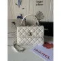 Chanel Trendy 24C Flap Bag With Top Handle Lambskin bag A92236 White Multicolor Logo
