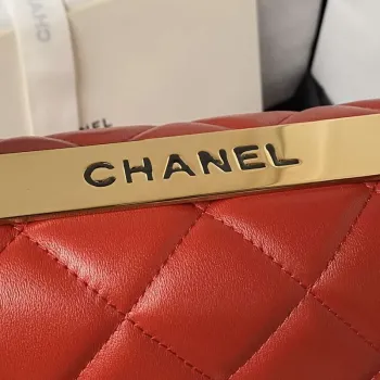 Chanel Trendy 24C Flap Bag With Top Handle Lambskin bag A92236 Red Gold
