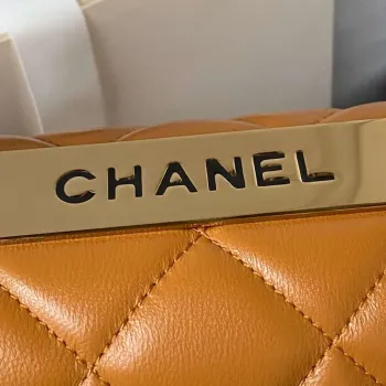 Chanel Trendy 24C Flap Bag With Top Handle Lambskin bag A92236 Orange Gold