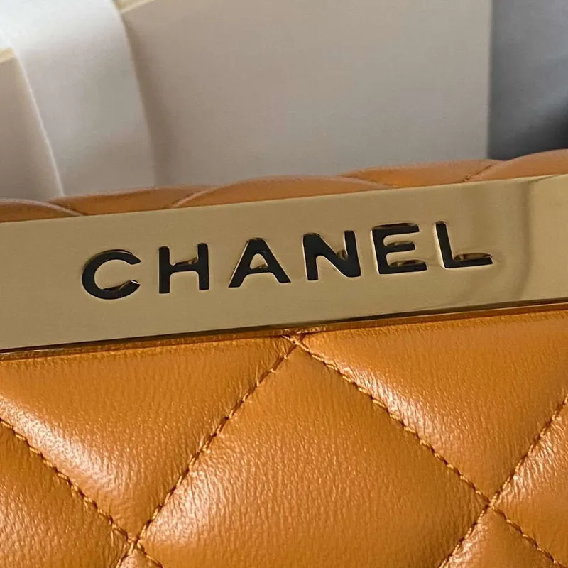 Chanel Trendy 24C Flap Bag With Top Handle Lambskin bag A92236 Orange Gold
