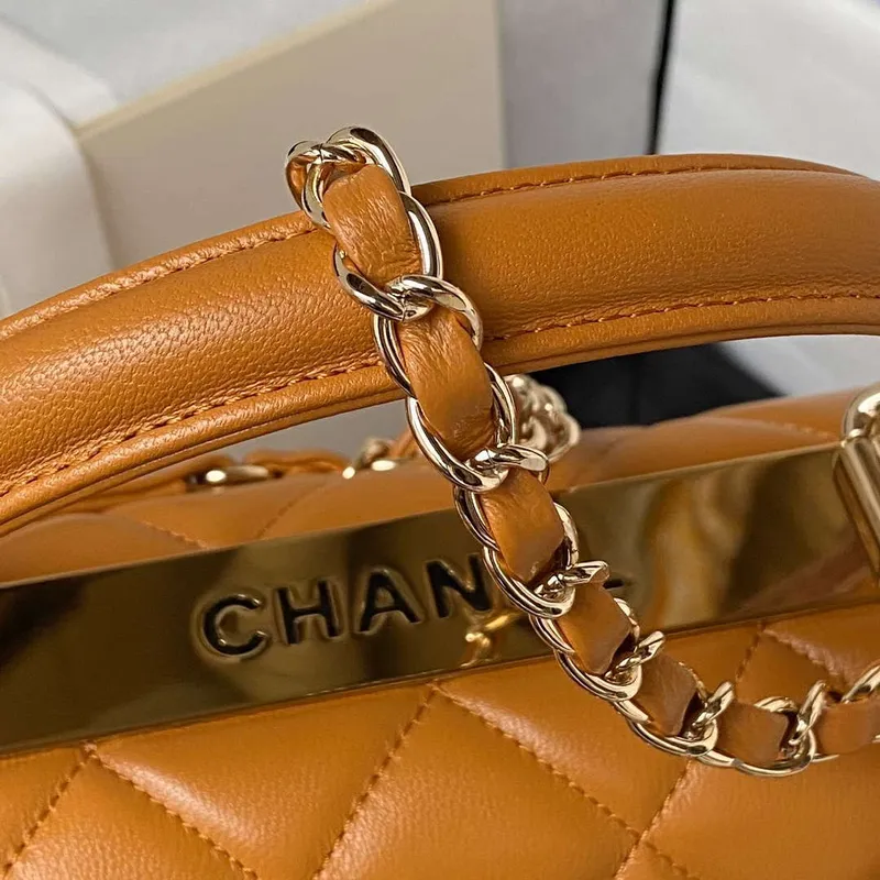 Chanel Trendy 24C Flap Bag With Top Handle Lambskin bag A92236 Orange Gold