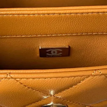 Chanel Trendy 24C Flap Bag With Top Handle Lambskin bag A92236 Orange Gold