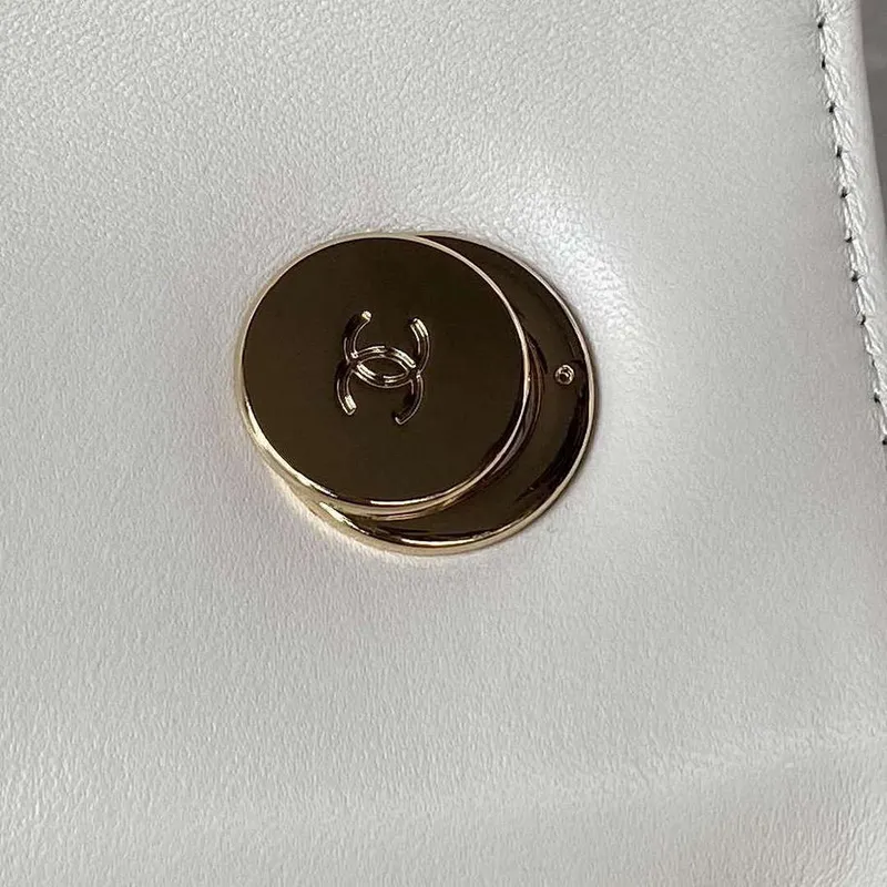 Chanel Trendy 24C Flap Bag With Top Handle Lambskin bag A92236 White Gold