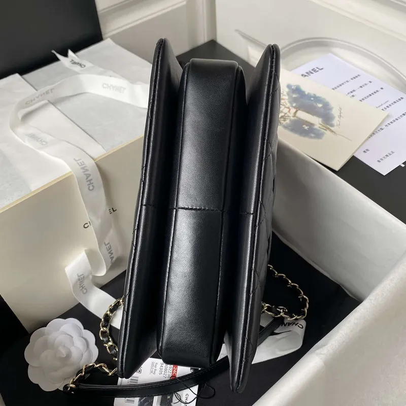 Chanel 24C Trendy CC Flap Bag With Top Handle Lambskin bag A92236 Black Gold