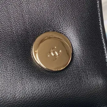 Chanel 24C Trendy CC Flap Bag With Top Handle Lambskin bag A92236 Black Gold