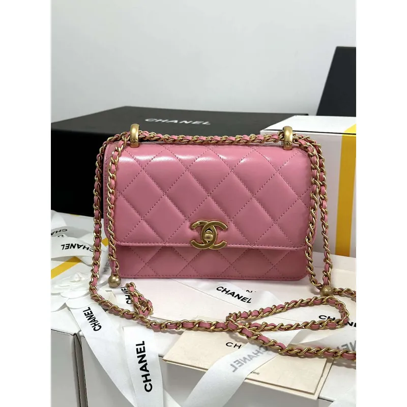 Chanel AS2615 Woc Wallet on Chain with Gold Charm Mini Vintage Calfskin Bag Pink