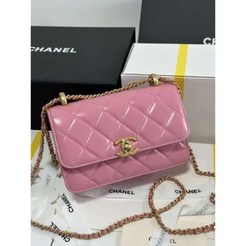 Chanel AS2615 Woc Wallet on Chain with Gold Charm Mini Vintage Calfskin Bag Pink