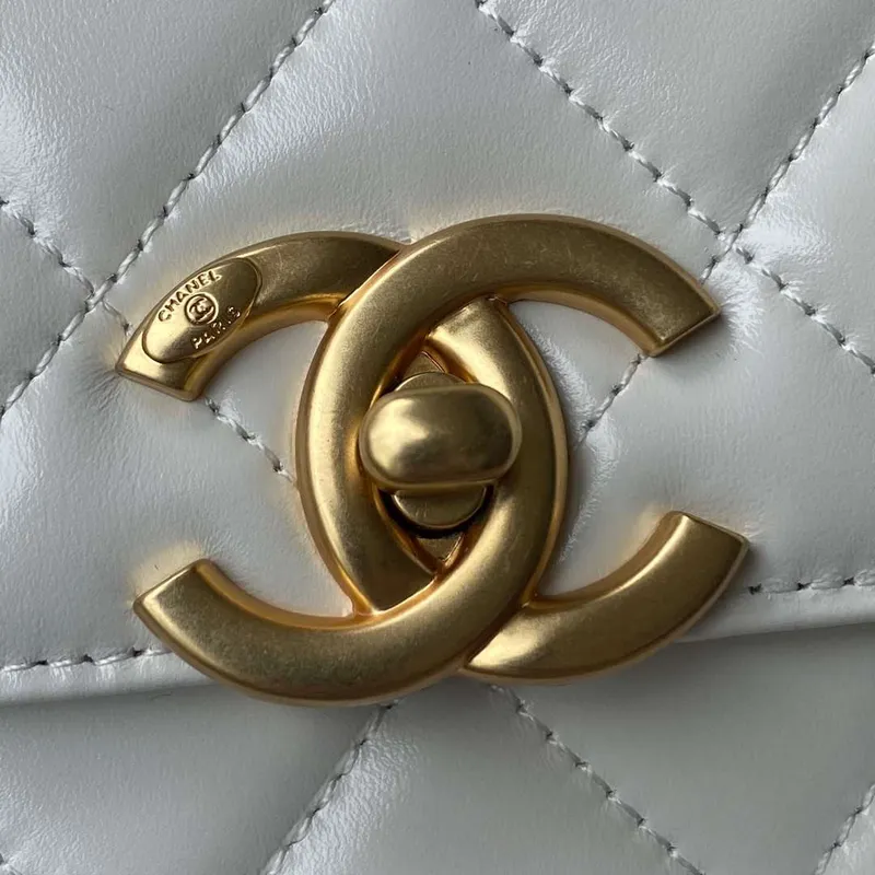 Chanel AS2649 Woc Wallet on Chain with Gold Charm Small Vintage Calfskin Bag White