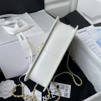 Chanel AS2649 Woc Wallet on Chain with Gold Charm Small Vintage Calfskin Bag White