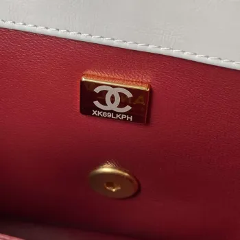 Chanel AS2649 Woc Wallet on Chain with Gold Charm Small Vintage Calfskin Bag White